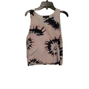 Desk Heart Womens Multicolor Tie Dye Sleeveless Pullover Tank Top Size Large